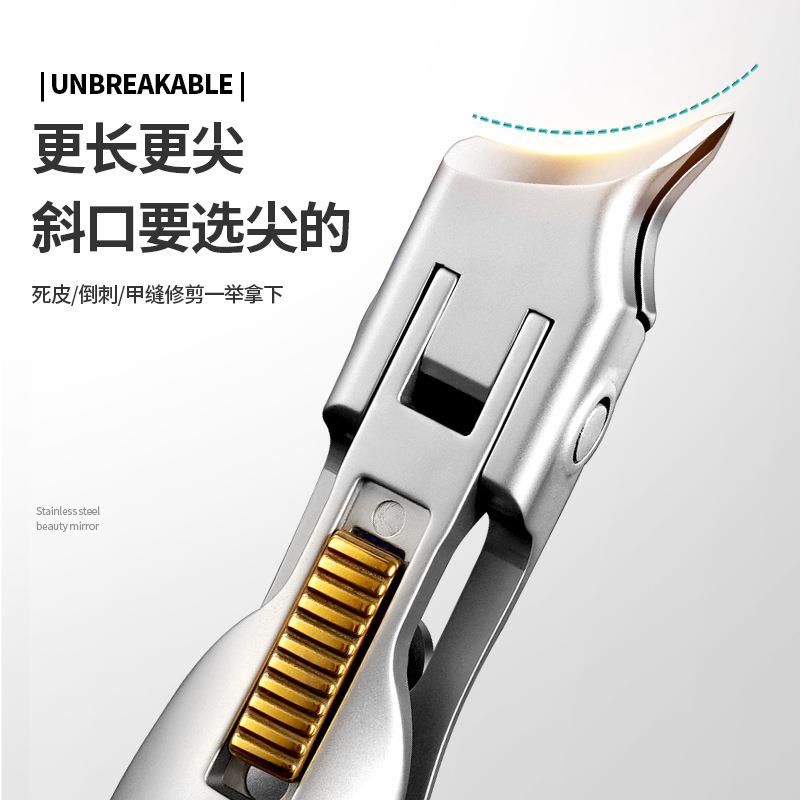 斜口大开口指甲刀粉末压铸不锈钢指甲钳单个大号甲沟防飞溅指甲剪