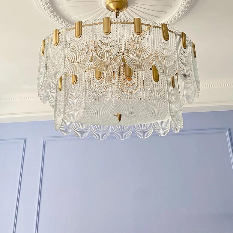 法式轻奢客厅灯具卧室餐厅玻璃水晶吊灯主灯全铜复古灯饰