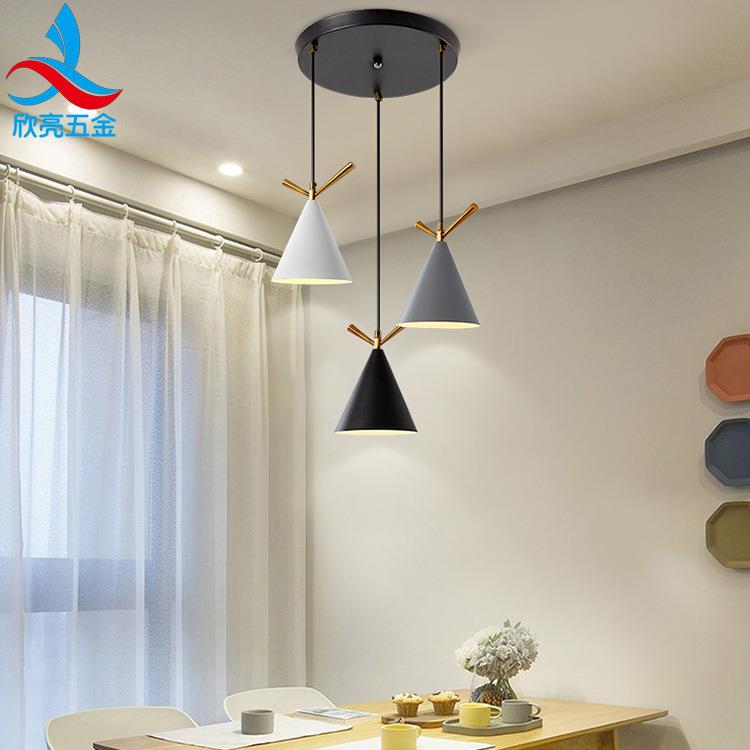 欣亮灯饰餐厅吊灯创意个性锥形木艺办公室吧台走廊过道客厅灯