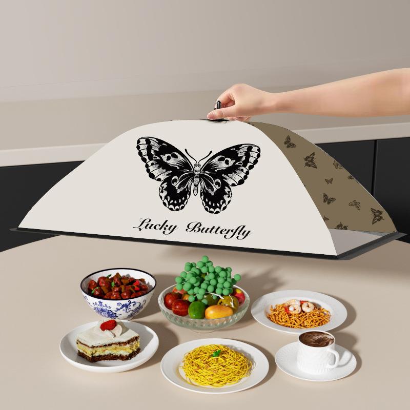 菜罩新款家用可折叠餐桌罩简约大蝴蝶欧式饭菜罩子防尘防蝇饭菜罩