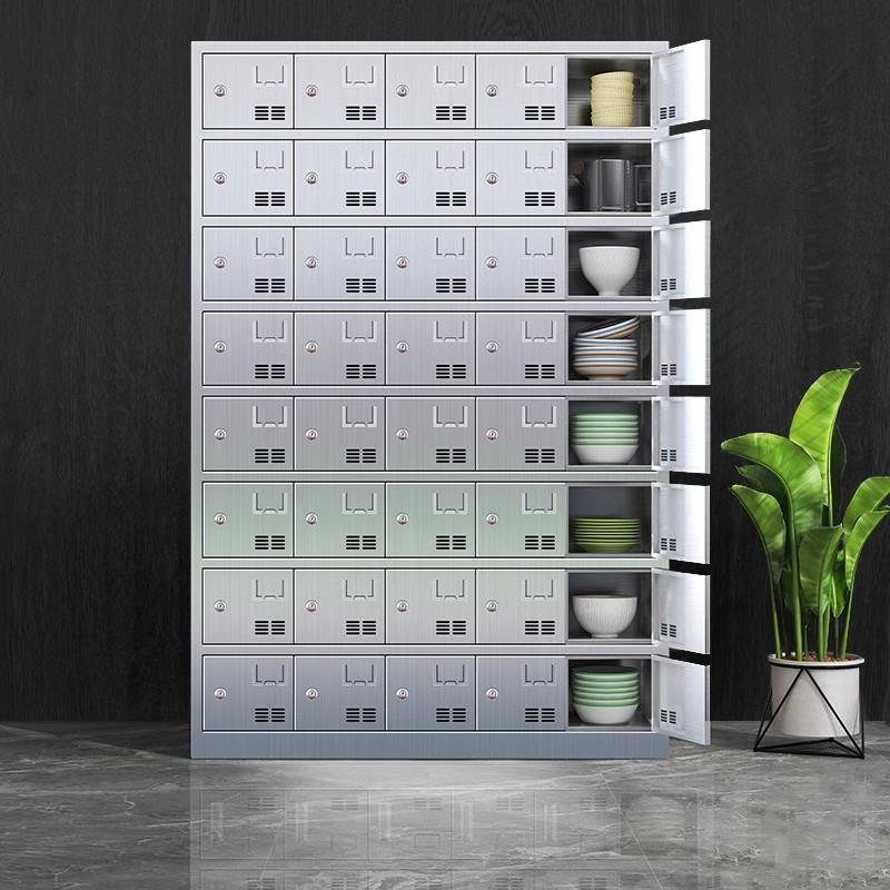 304不锈钢食堂碗柜员工储物柜多门饭盒餐具柜学校餐厅多格餐盘柜