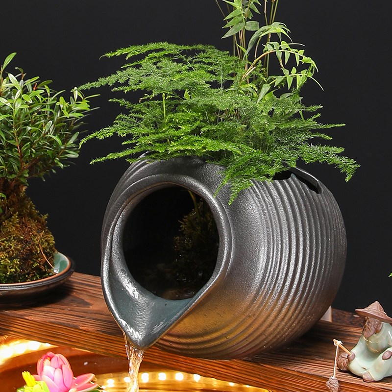 生态缸古法养鱼循环流水陶罐庭院鱼缸造景摆件增氧过滤器DIY配件
