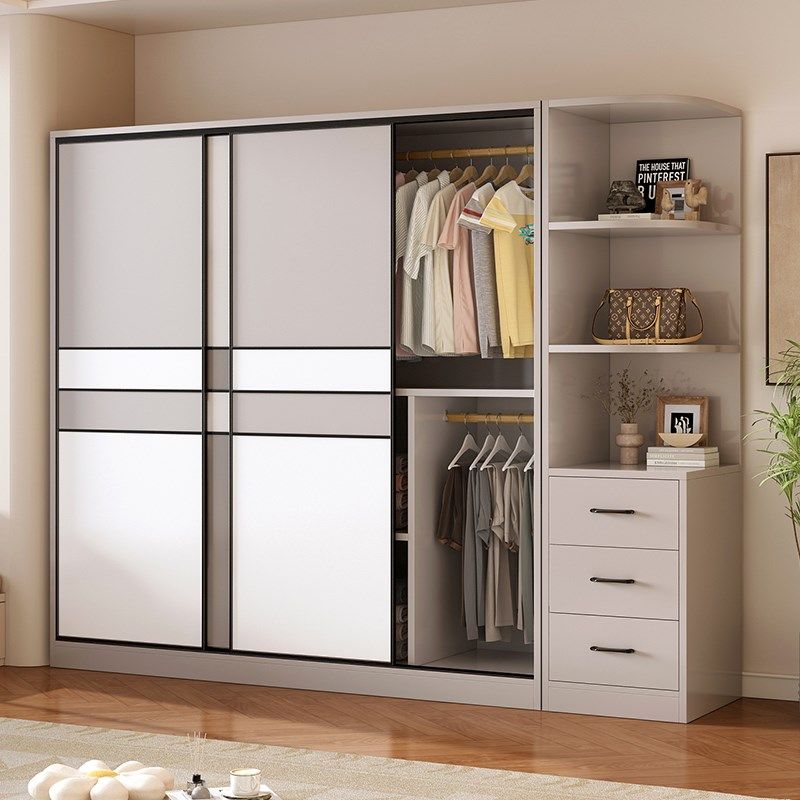 衣柜家用卧室2024新款实木生态板推拉H门衣橱现代简约奶油儿童柜,住宅家具,独立衣柜,淘宝优惠券,粉丝福利购,淘宝优惠卷