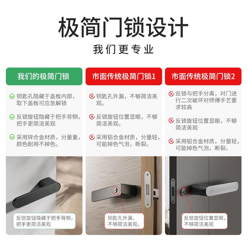 奥房勒式UYB同色简家用室内房门卧室门把极手磁吸静音意间实木门