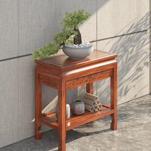 实木中式茶几沙发边几窄角几方几边桌边几侧桌老榆木奇石架鱼缸架