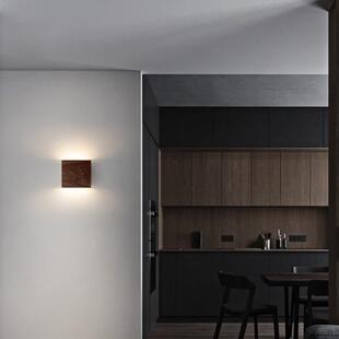 高显色护眼实木壁灯卧室床头氛围楼梯过道客厅门牌门头超薄方形灯