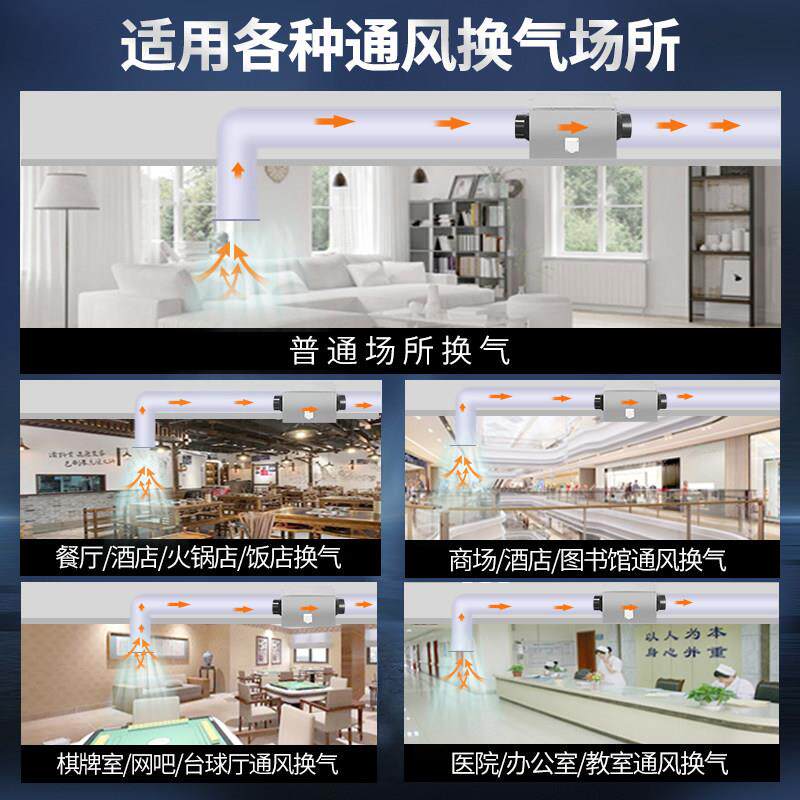 静音新风系统家用管道新风机商用室内换气机过滤送风机抽风排风机
