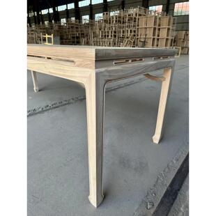 实木中式茶桌餐桌画案茶台白茬白胚老榆木家具方形长条桌工厂