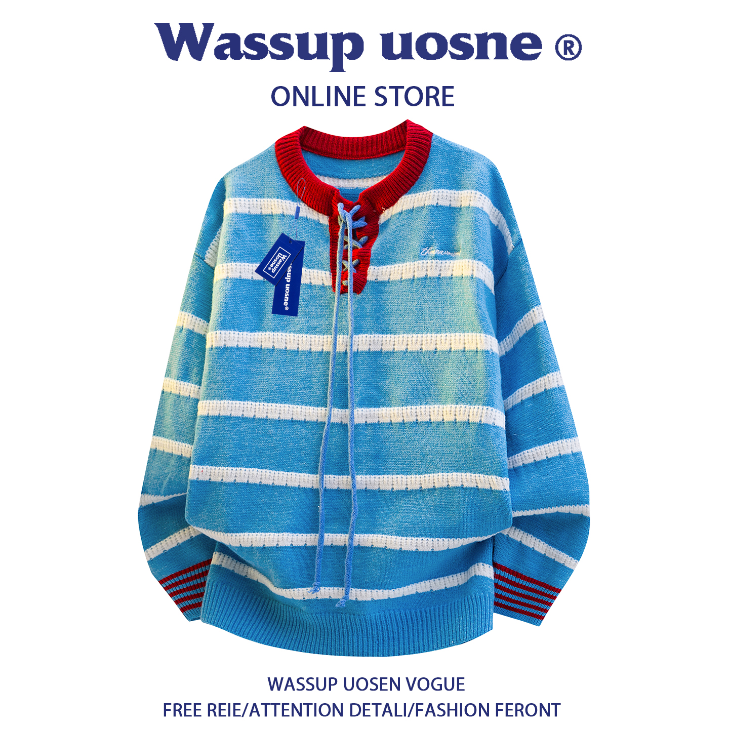 WASSUPUOSNE毛衣男设计感小众