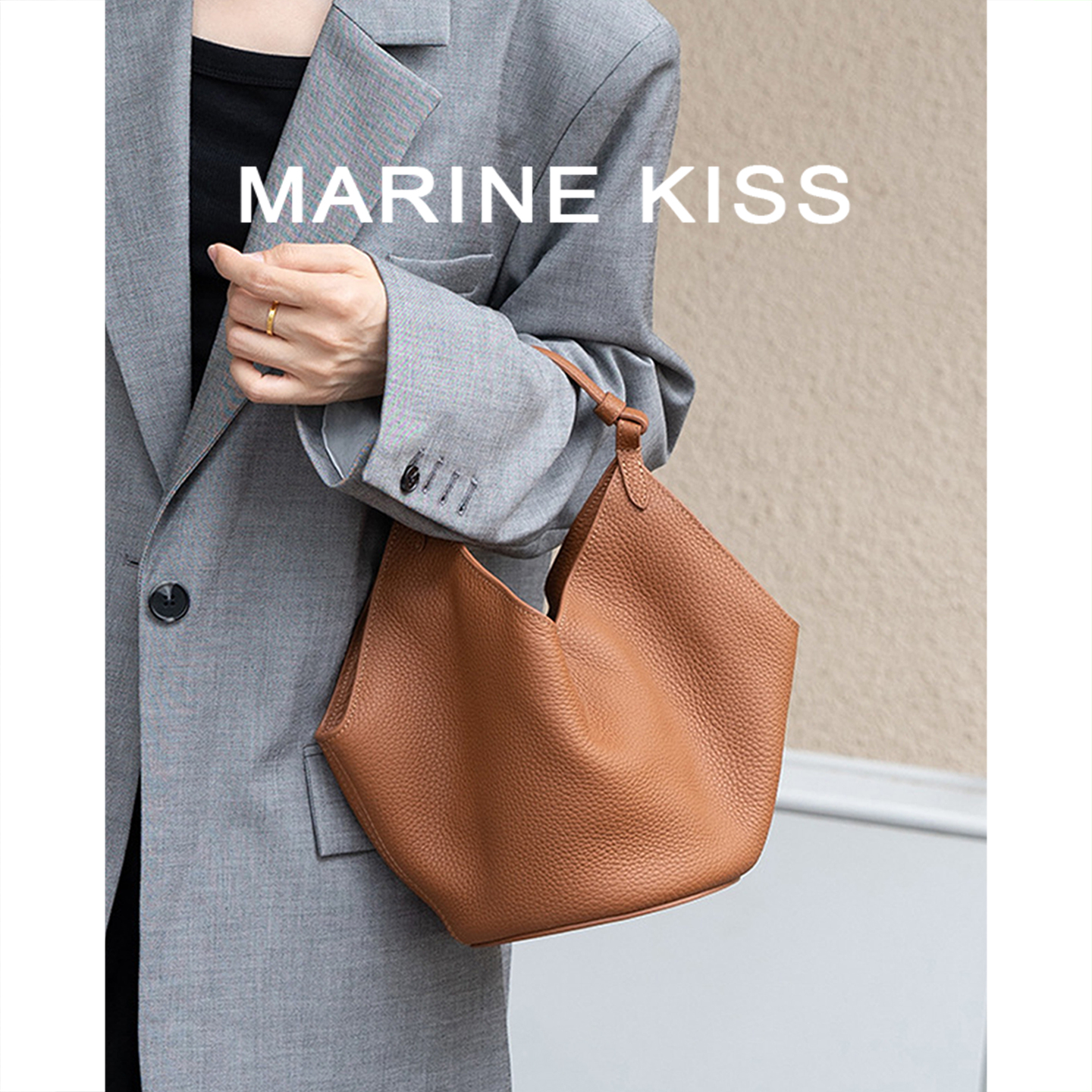 MARINEKISS皮质菜篮子水桶包女