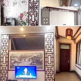 饰PVC花格 饰木雕隔断镂空雕花回字纹线条网红天花板装 中式 棚顶装