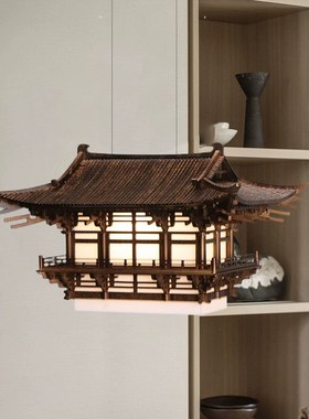 中式古建筑木雕亭子手工灯具品酒店大厅高级饭厅民宿成品吊饰摆件