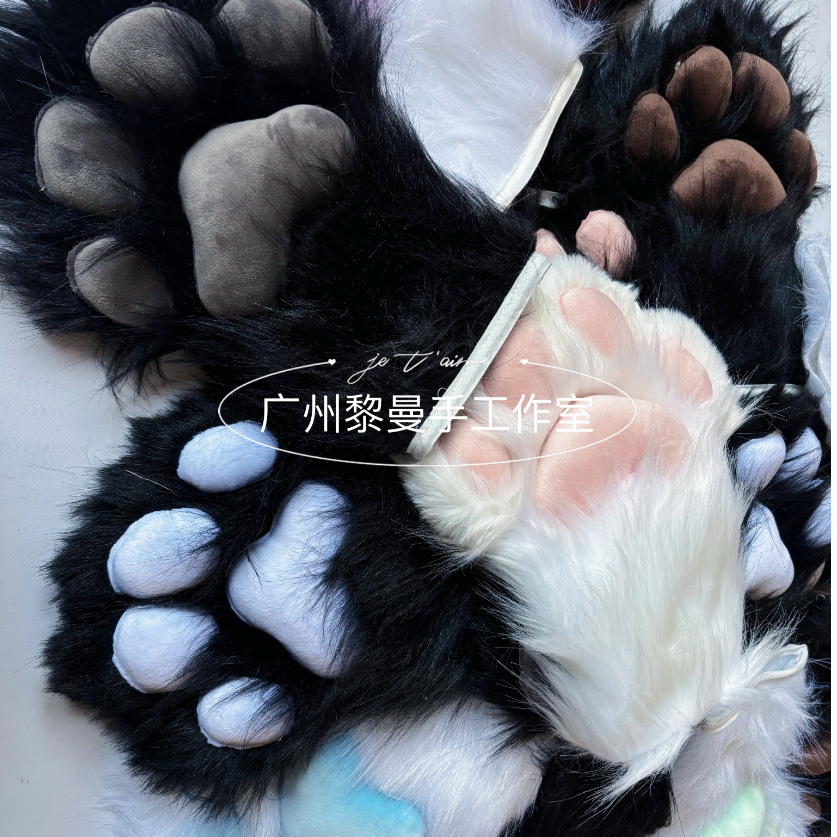 兽头爪子装成品手套彩色猫爪cos全装配件furry猫娘爪子吱吱叫
