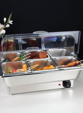 自助餐炉保温台展示盘电加热酒店早餐餐具可视不锈钢多格餐盆商用