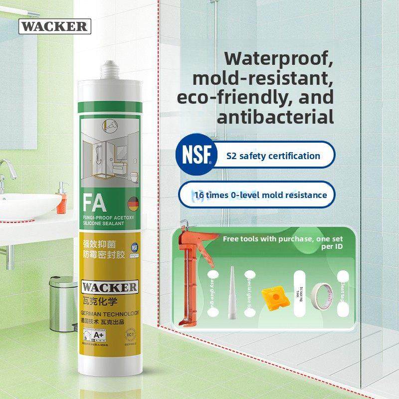 威克强力抗菌酸防霉玻璃胶厨房、浴室、卫生间防水硅胶密封胶封边