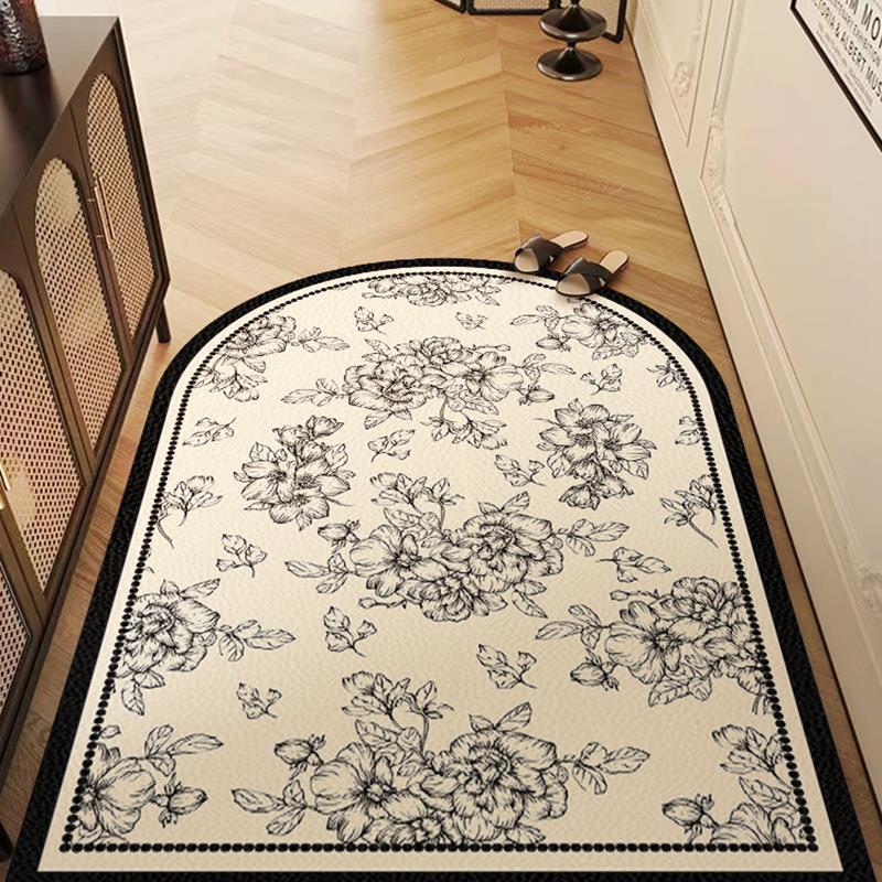 拱形法式入户门地垫进门换鞋脚垫子pvc加厚皮革可擦免洗地毯家用