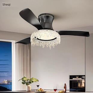 新型水晶风扇灯一体餐厅吊灯2025新款意式客厅主灯具卧室轻奢高级