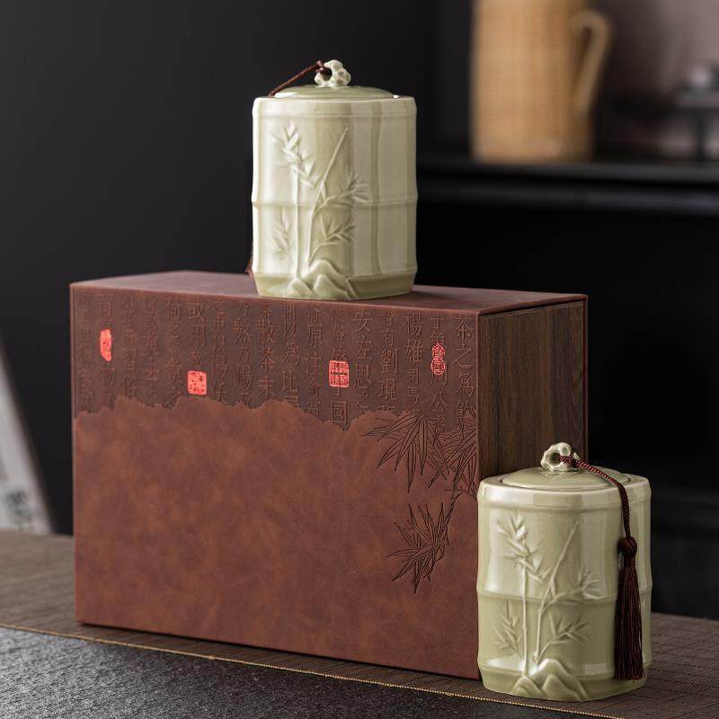 新款陶瓷茶叶罐空罐包装盒空礼盒装高档普洱绿茶一斤装通用大容量