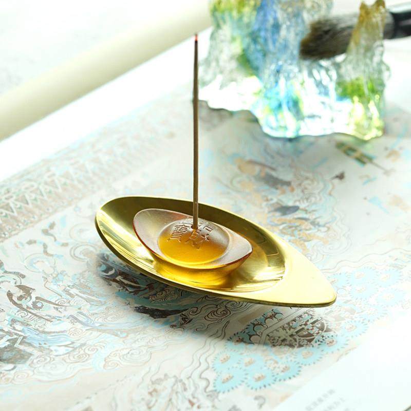 琉璃一锭发财元宝线香插立香香座香托香炉家用室内禅意中式薰香炉,家居饰品,香托/香盘/香座/香插,淘宝优惠券,粉丝福利购,淘宝优惠卷