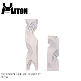 简约现代黑白树脂波纹形几何摆件样板间客厅茶几桌面软装饰品摆设