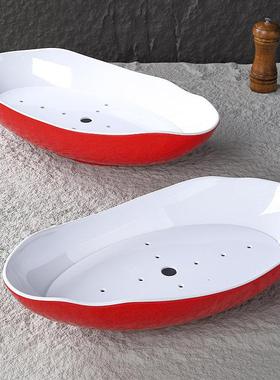 密胺高档海刺身盘餐具冰意境火锅干盘海螺形自助料餐QGI日式理盘