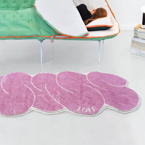 摊牌 粉红泡泡粉红泡铺泡用卧床室边毯满地毯仿羊绒地垫大面积简