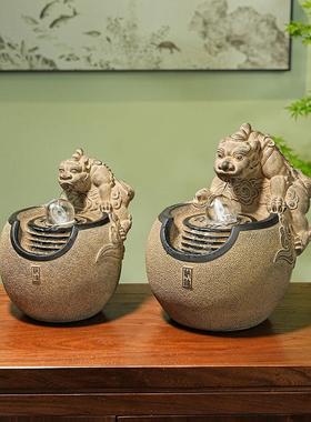 客厅生财流水摆室件循环水水貔貅风水轮吐茶AVK置办布公室桌面神