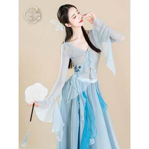 古旗皇典舞仙荷叶纱飘逸大摆裙中无品牌/国民族舞练古功服衣演出