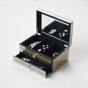 清仓好物高玻璃珠档宝首饰盒大项耳饰收纳盒轻奢容链量饰品盒精致