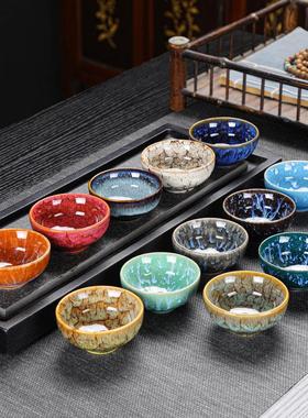 窑盏2陶建瓷功夫茶具茶杯套装小茶WUG碗品变茗杯茶盏多彩1祇家用