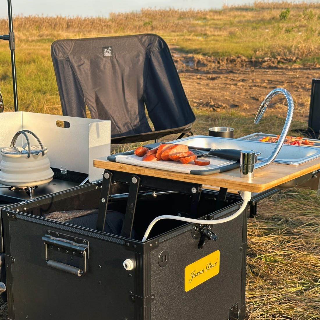 简JasonBox森外移动厨房车载多功能小箱厨露营野炉炊烧户烤折叠桌