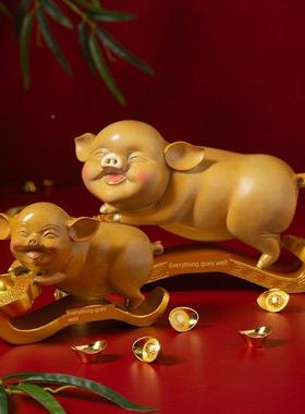 如意HTQ客厅房间铜猪艺可爱生肖猪摆件玄关家居装礼饰猪品创意品