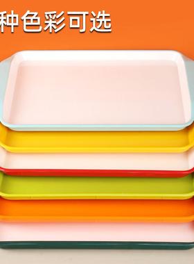 密胺双色托盘商用饮食堂店快餐菜长方形餐端盘餐面包拖酒盘展CWX