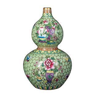钟窑景德镇瓷花瓶葫陶芦瓶瓶新中式珐家琅彩小瓷客厅书房瓷XJ-ZJY