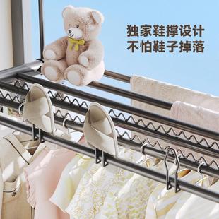 室外可架晾伸缩晾衣阳台窗护栏杆外晒神器防风免打孔家用防风高层