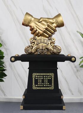 作共赢开业摆件握手工艺品公司办公室装饰乔迁上礼市合WSBJ物高档