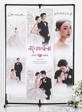 结婚kt宾板定迎场牌装制饰婚礼指示牌订婚宴婚庆RDE景留影背景墙