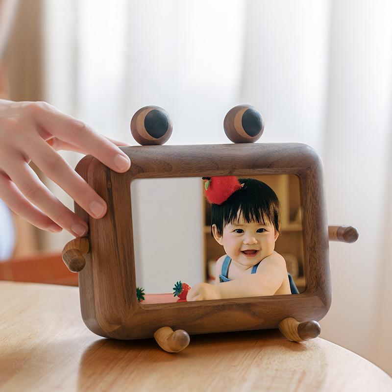 高感实木可意级摆台洗QHJ创照片做成收纳相框木质桌面爱手机支架