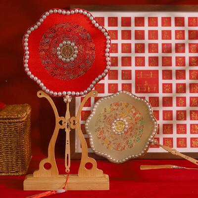 新娘结婚双面红色重FCI工团diy料包级高中式扇婚礼出材嫁秀禾服婚