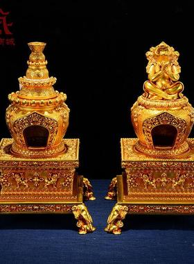 精工铜花护雕摩炉香 全鎏煨MYW桑炉 室内金家用中式风格摆件 客厅