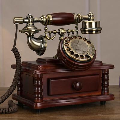 欧式古电话办机古家879用无线仿插复卡电话机固定电话实木公座机