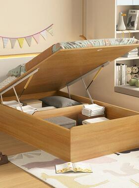 一单J12152人床小户米型收极窄带灯纳床1.米薄床头气压高箱储物儿