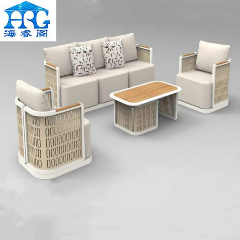 高档别墅室外庭院家具休闲民宿户外露台花园藤编镂空沙发茶几组合,住宅家具,户外沙发,淘宝优惠券,粉丝福利购,淘宝优惠卷