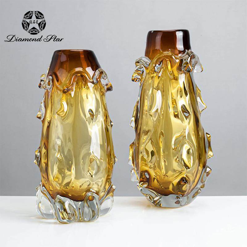 钻石星玻璃花瓶创意纹理琥珀色高级感插花器家居软装摆件花瓶,农用物资,其他肥料,淘宝优惠券,粉丝福利购,淘宝优惠卷