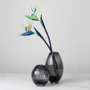 BX玻璃花瓶精磨刻小口摆件餐桌轻奢高档工艺品摆设样板间简约花器