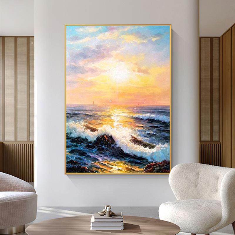 纯手绘油画高档轻奢风景大幅挂画客厅玄关走廊大气装饰画蒸蒸日上,智能设备,其他智能设备,淘宝优惠券,粉丝福利购,淘宝优惠卷