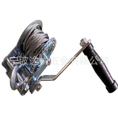 供应600LBS钢丝绳手摇绞车船用手动绞盘钢丝绳拖车绞盘