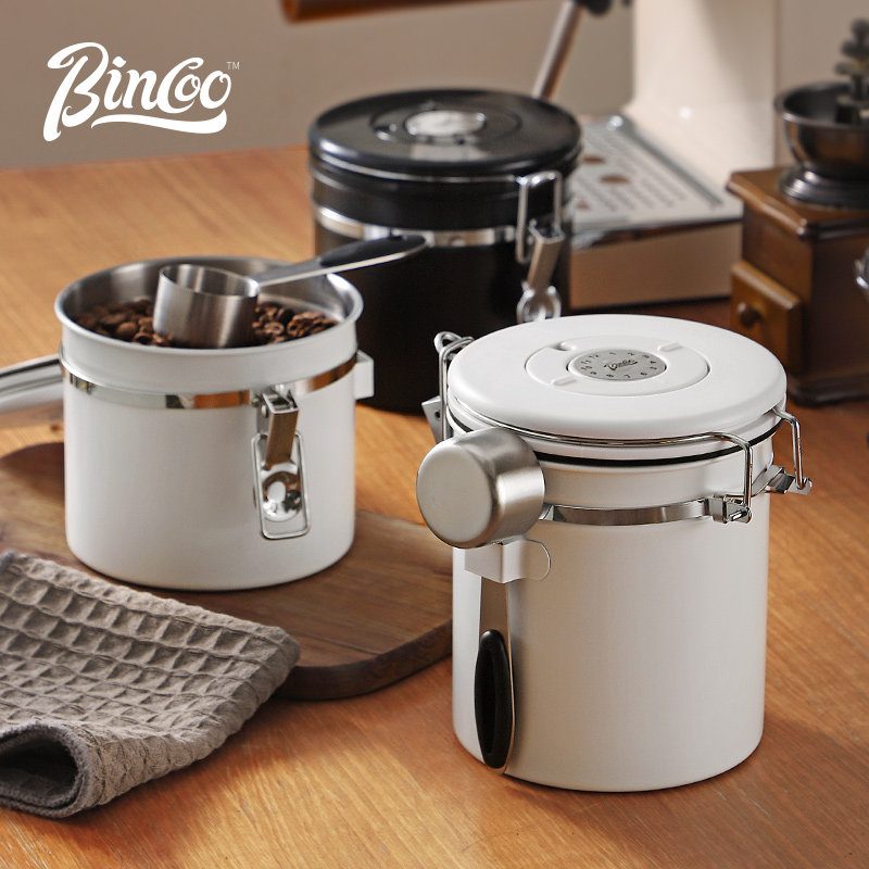 bioo咖啡豆保存罐o咖啡粉密封罐带勺子储物养豆桶单向排气收纳罐