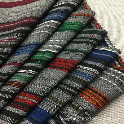 色织条纹布条子民族风条子布麻棉竹节条纹布条仔布色织彩条布