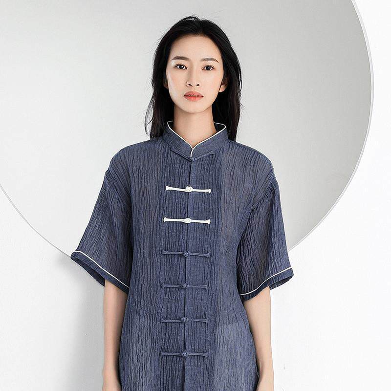 中国风亚麻短袖套装太极服女夏季男棉麻太极拳练功服武术服厂家